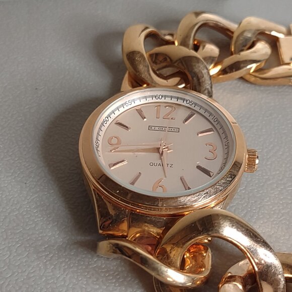 Untested Gold Tone R.J. Graziano Heavy Chain Link Watch - Picture 2 of 10